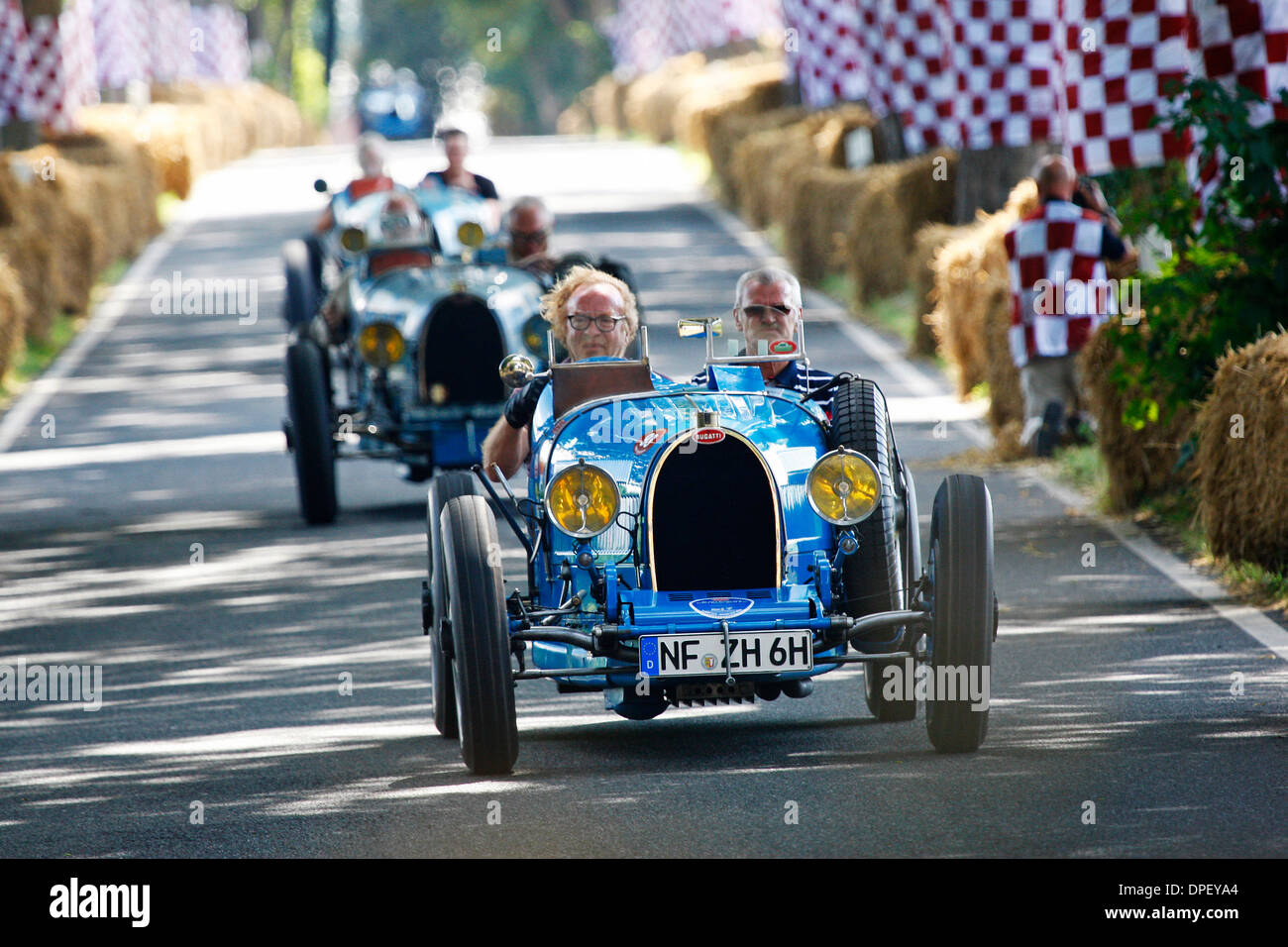 Vintage cars, Bugatti special run with Bugatti Type 51 B in the foreground, built in 1934, vintage car meet Stock Photo