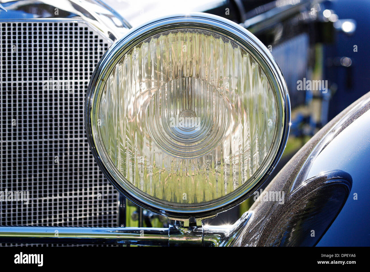 Headlight, Mercedes-Benz S Rennsport Erdmann and Rossi, vintage car, built in 1933, vintage car meet Stock Photo