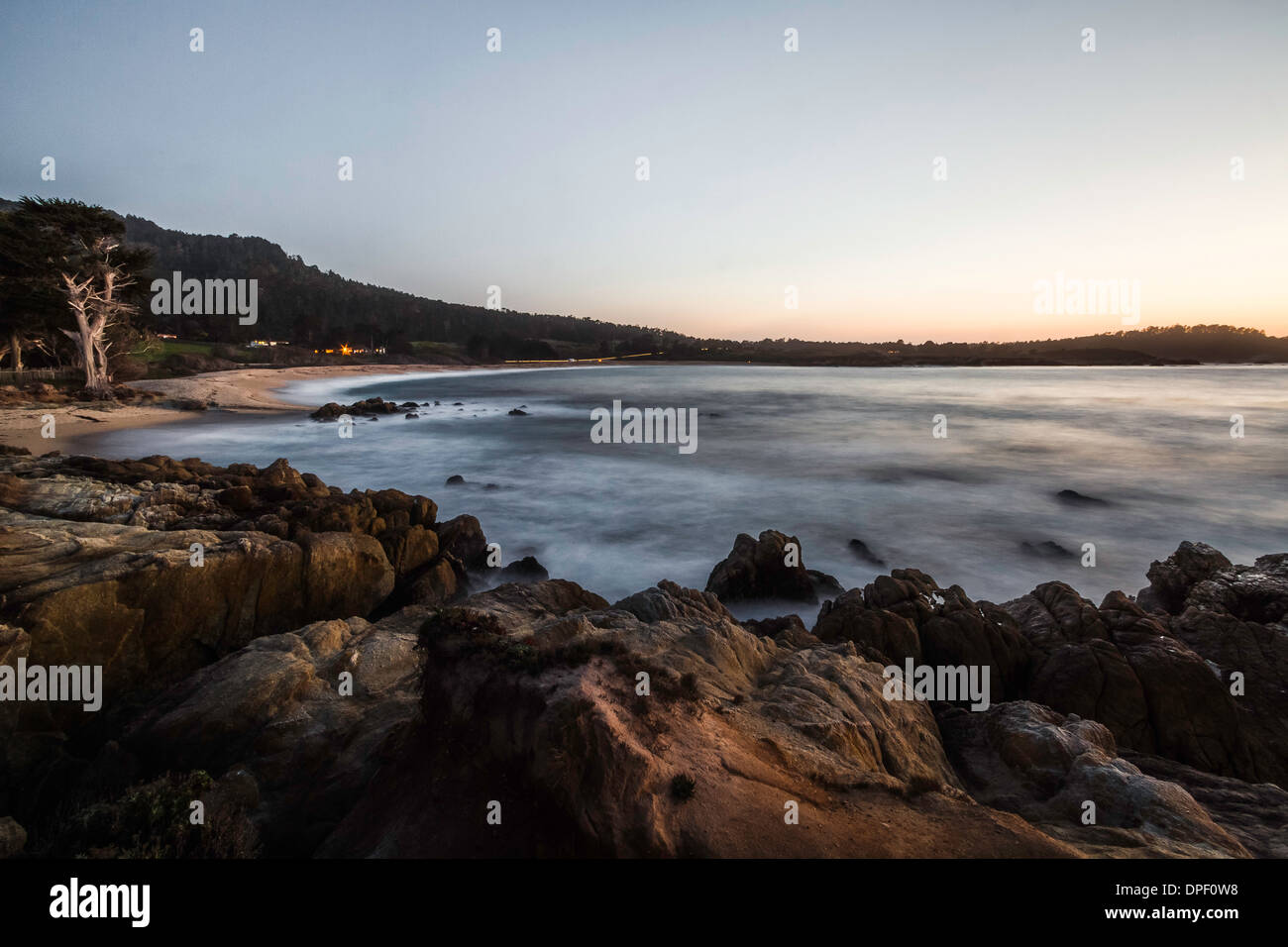 Coastline at sunrise, Monterey Bay area, California, USA Stock Photo