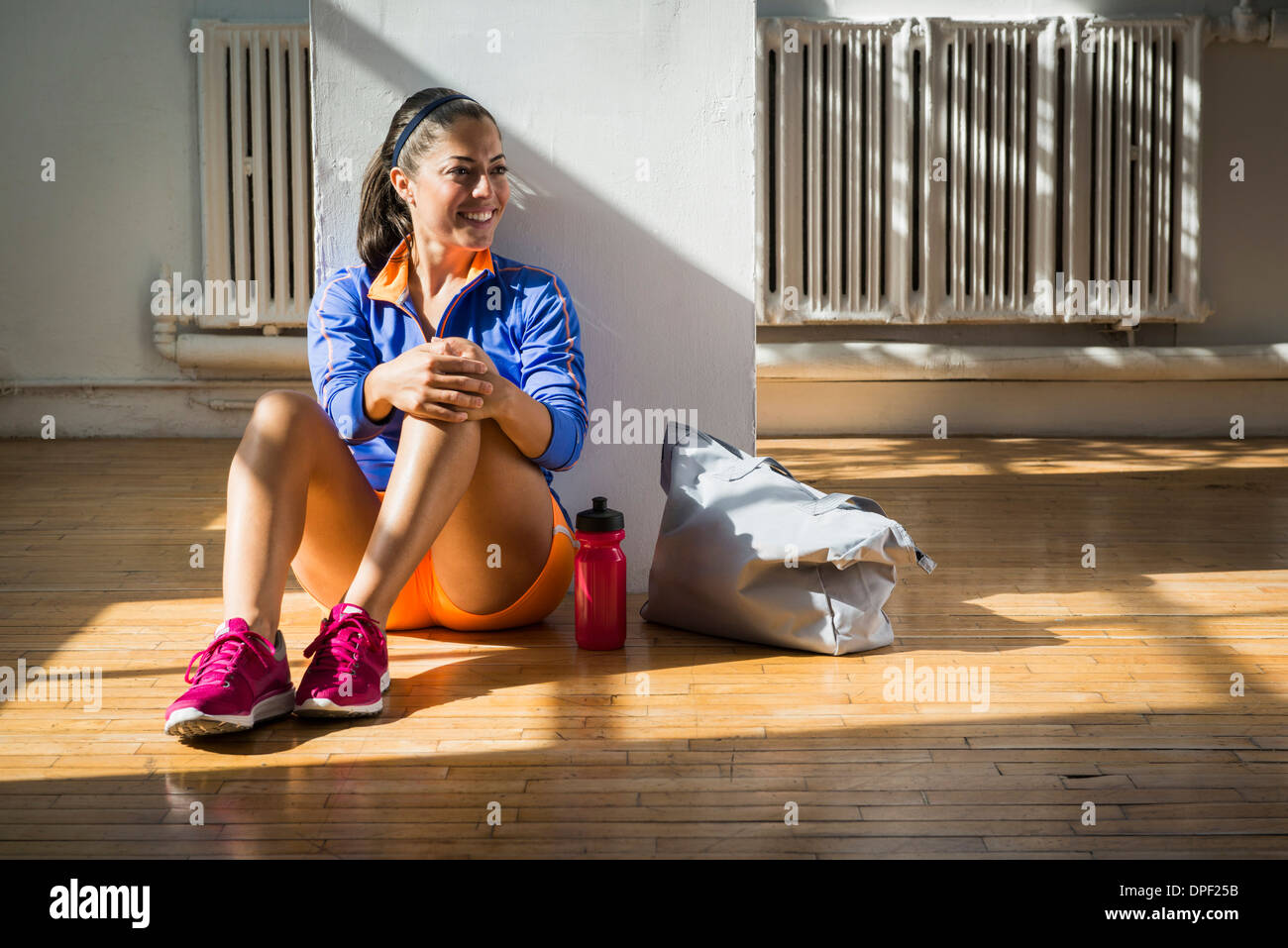 Woman chilling after workout Stock Photo