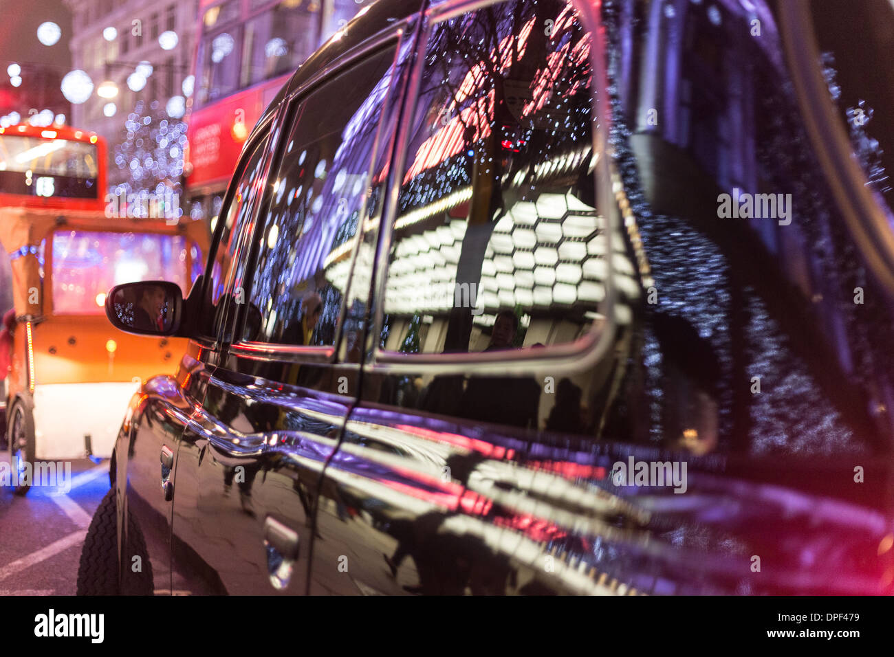Christmas lights london taxi cab hires stock photography and images