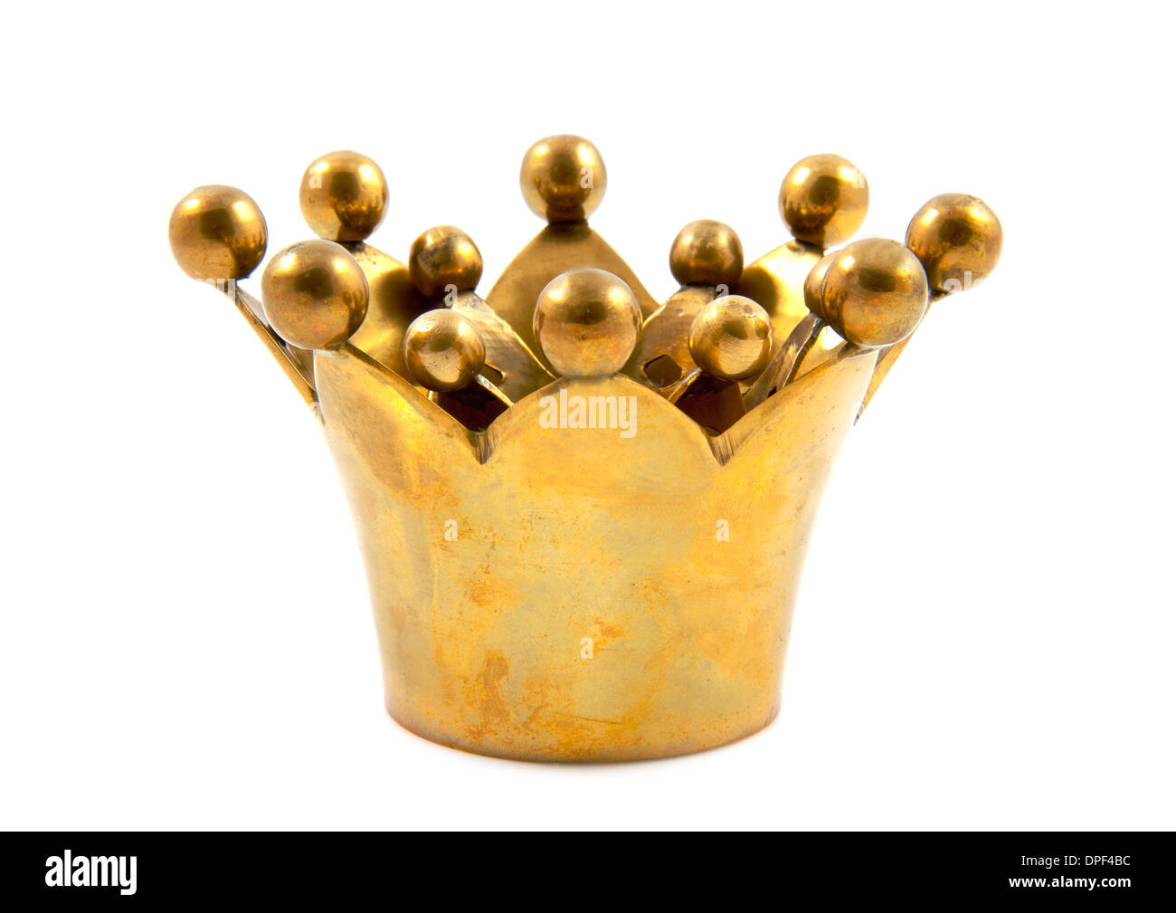 Golden crown close up isolated over white Stock Photo