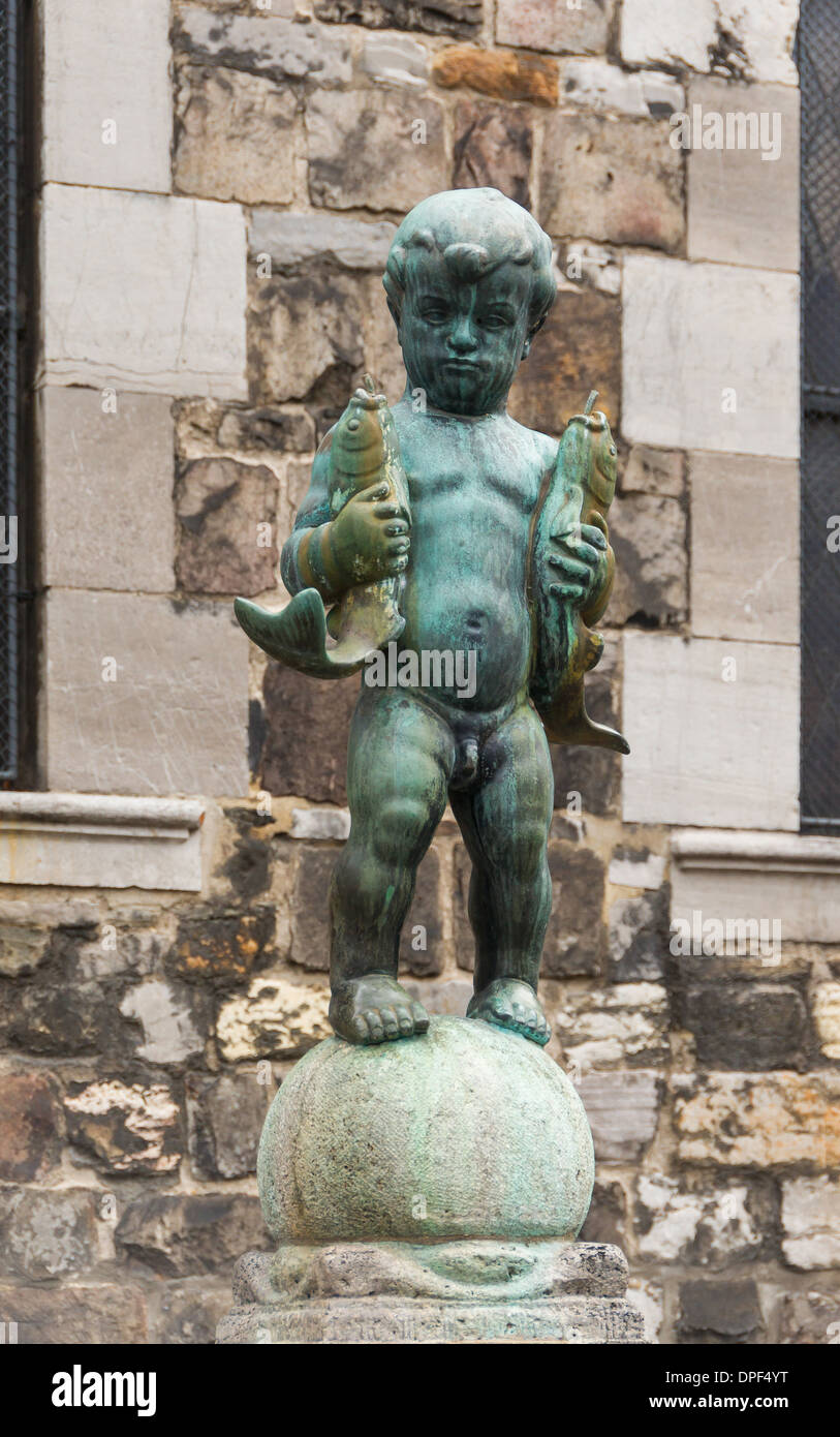 Detail fontaine Fischmarkt, Aix-la-Chapelle, Allemagne Stock Photo