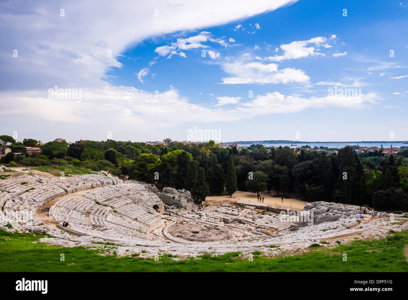 Teatro Greco (Greek Theatre), the Greek Amphitheatre at Syracuse (Siracusa), UNESCO World Heritage Site, Sicily, Italy, Europe Stock Photo