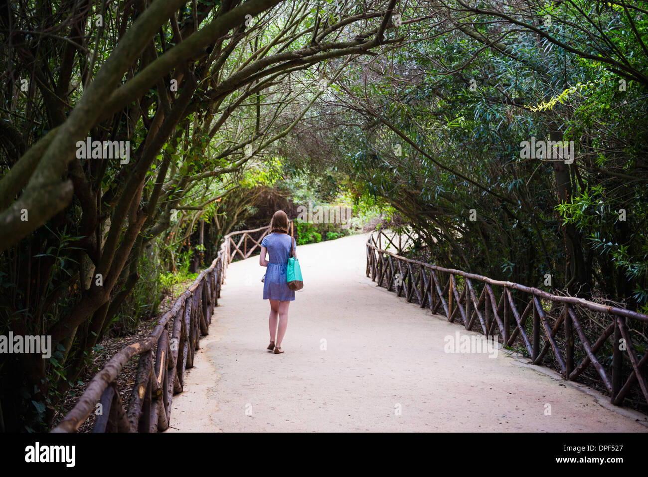 Tourist at the Quarry Garden at the Archaeological Park of Syracuse (Siracusa), UNESCO World Heritage Site, Sicily, Italy Stock Photo