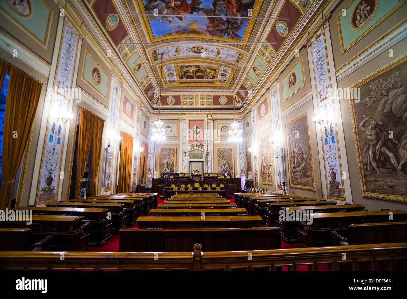 Courtroom at Royal Palace of Palermo (Palazzo Reale) (Palace of the Normans), Palermo, Sicily, Italy, Europe Stock Photo