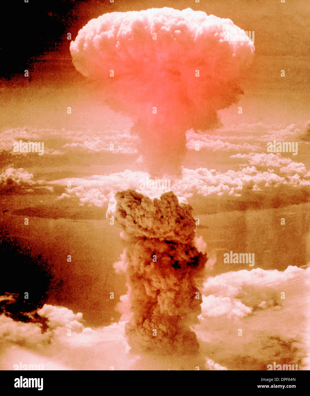 Atomic bomb explosion over Nagaski, Japan Stock Photo