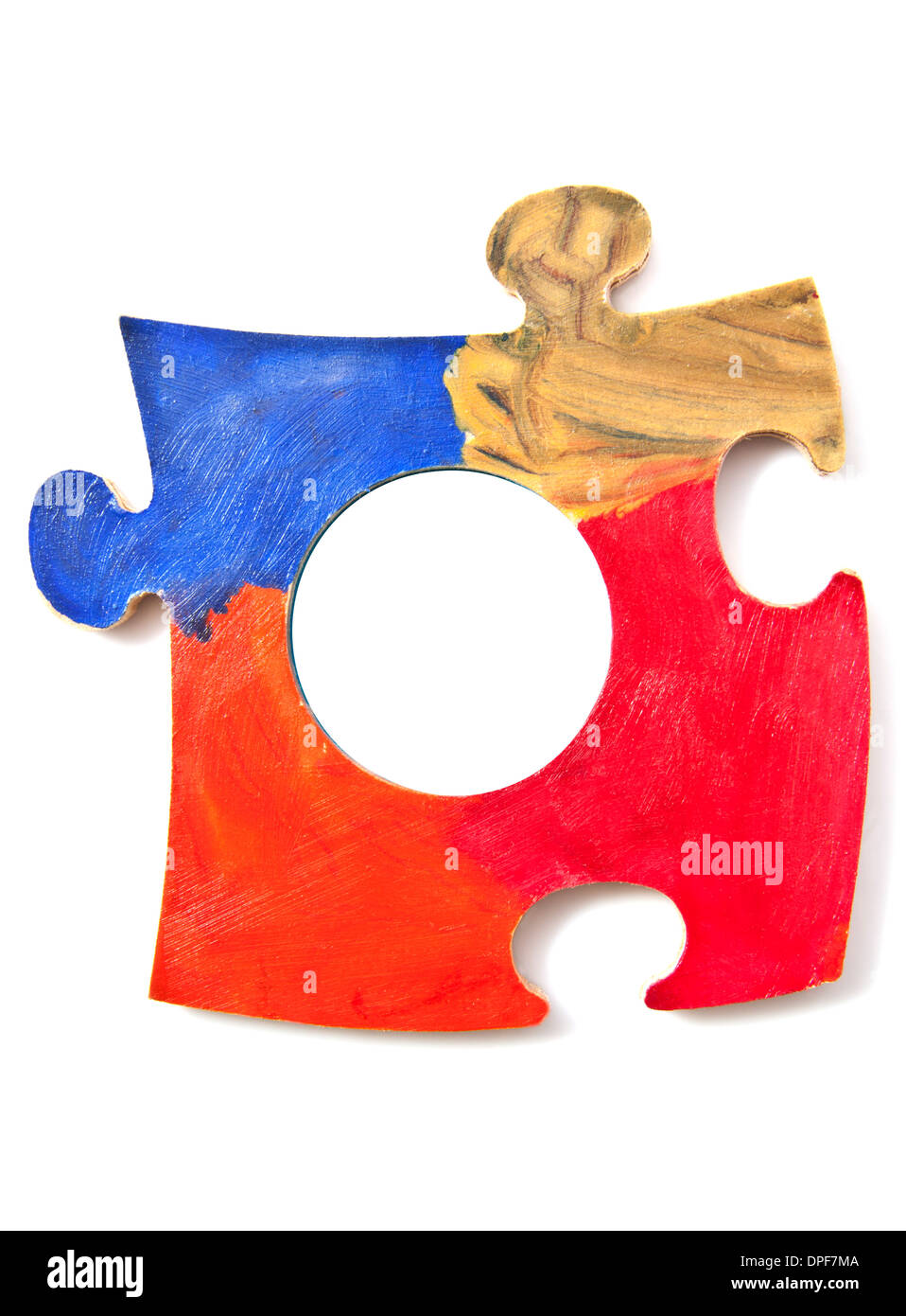 Colorful handmade puzzle piece isolated over white Stock Photo - Alamy