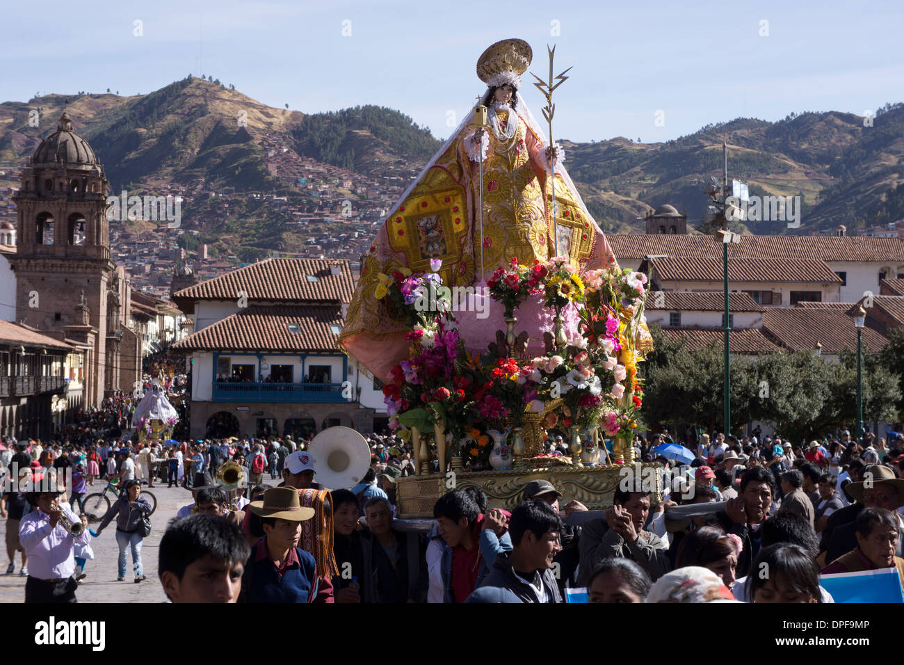 The festivities of Corpus Christi, the most important religious festival in Peru, held in Cuzco, Peru, South America Stock Photo