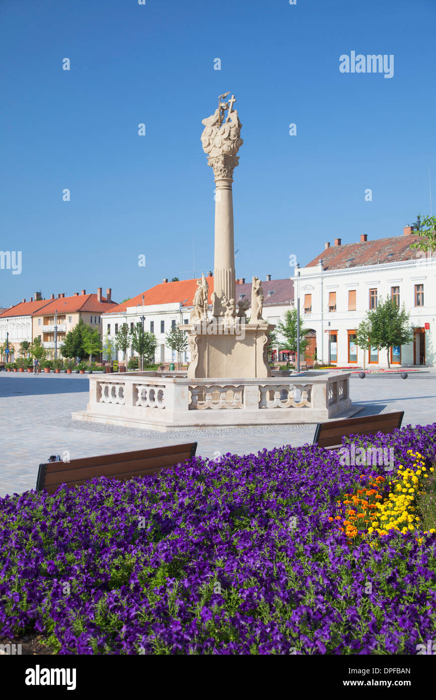 Trinity Column in Fo Square, Keszthely, Lake Balaton, Hungary, Europe Stock Photo