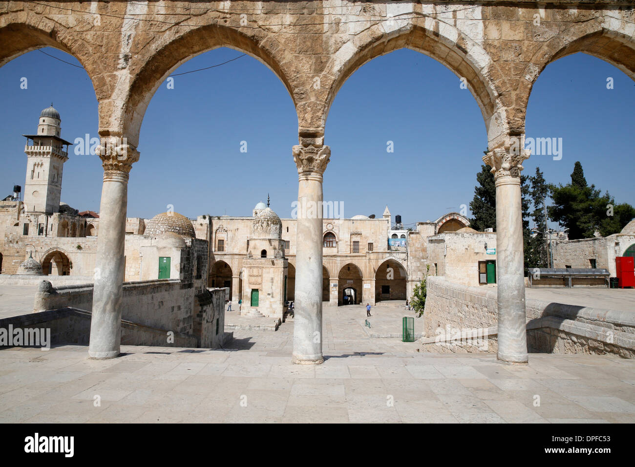 Stone arches at Dome of the Rock, UNESCO World Heritage Site, Jerusalem, Israel, Middle East Stock Photo