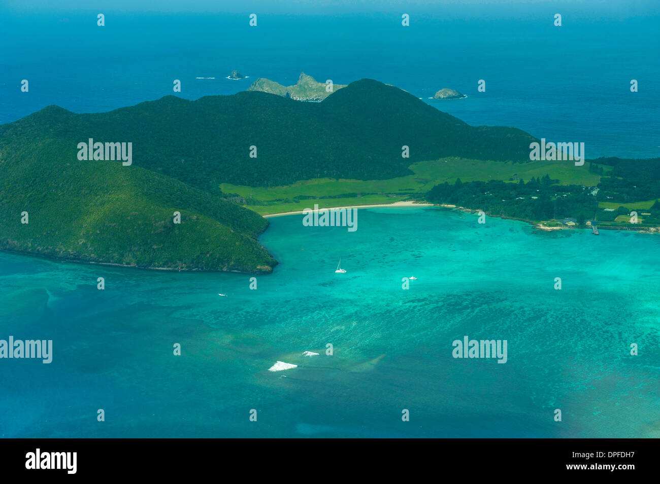 Aerial of view Lord Howe Island, UNESCO World Heritage Site, Australia