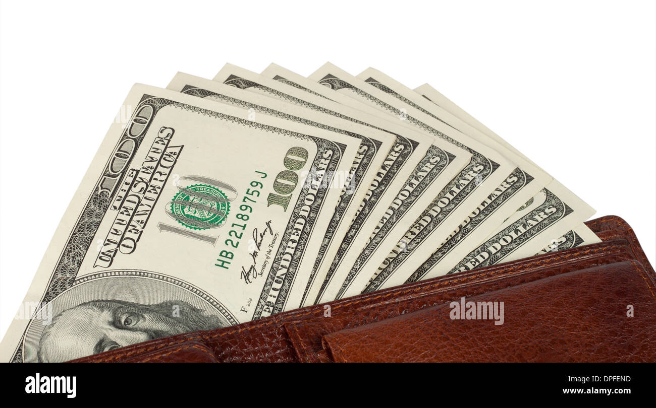 Dollars in the wallet isolated on white Stock Photo
