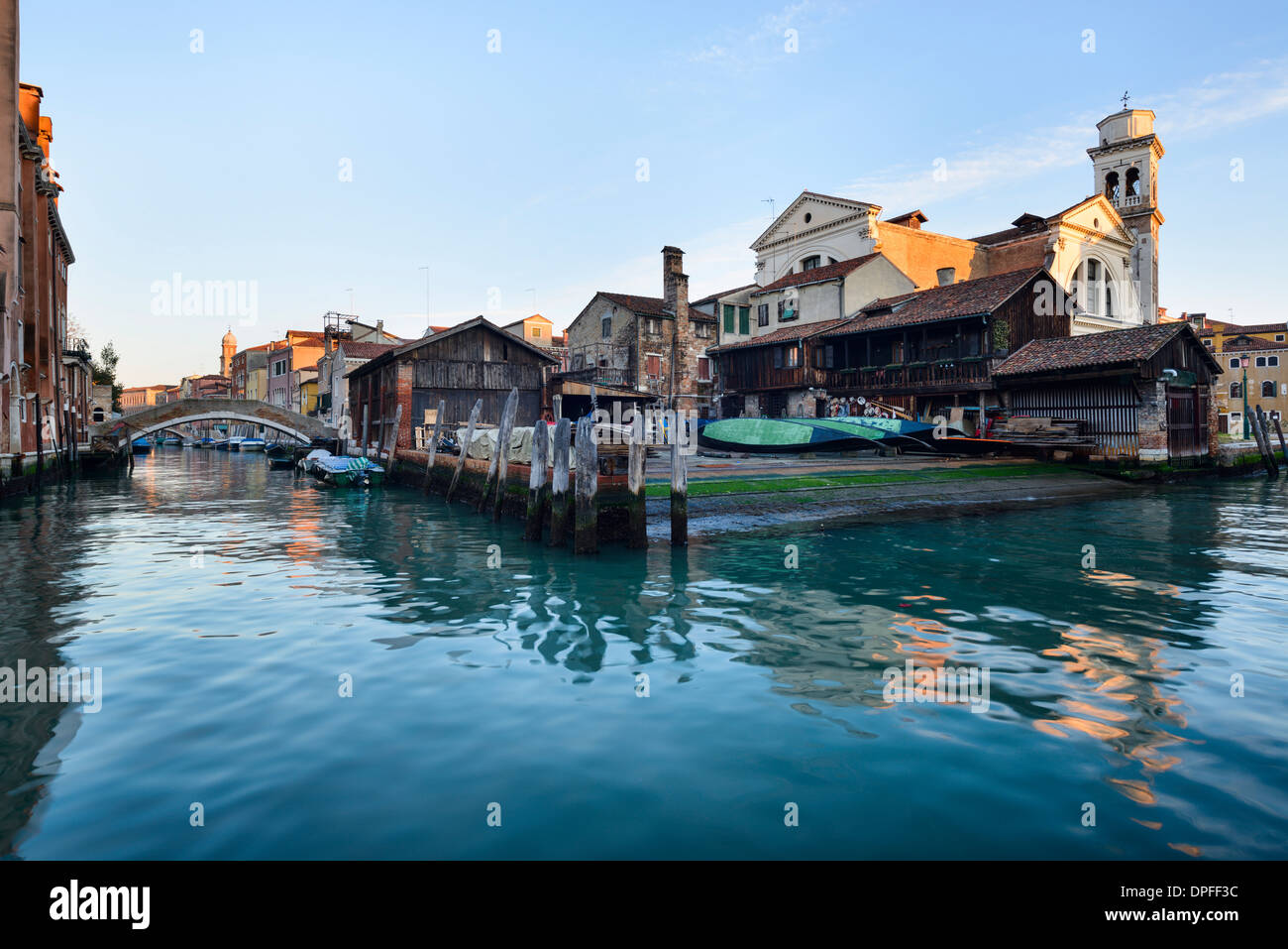 Gondola boatyard in the Dorsoduro district of Venice, UNESCO World Heritage Site, Veneto, Italy, Europe Stock Photo