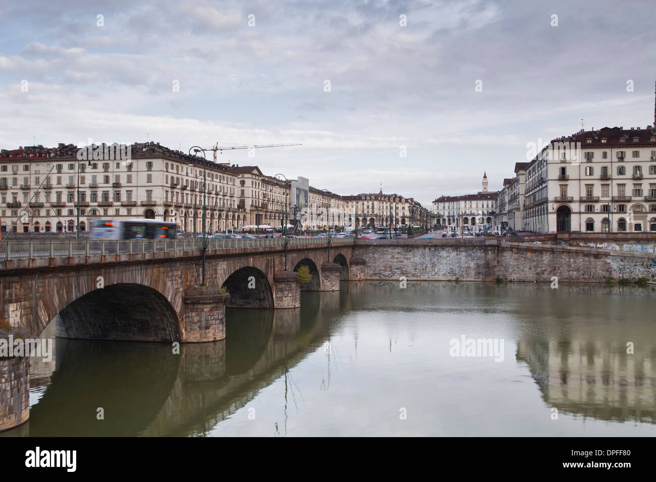 Piazza Vittorio Veneto and the river Po, Turin, Piedmont, Italy, Europe Stock Photo