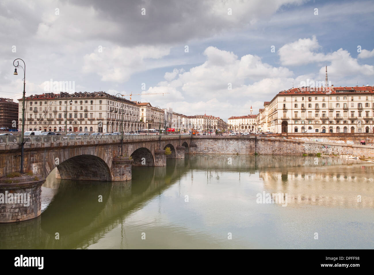 Piazza Vittorio Veneto and the river Po, Turin, Piedmont, Italy, Europe Stock Photo