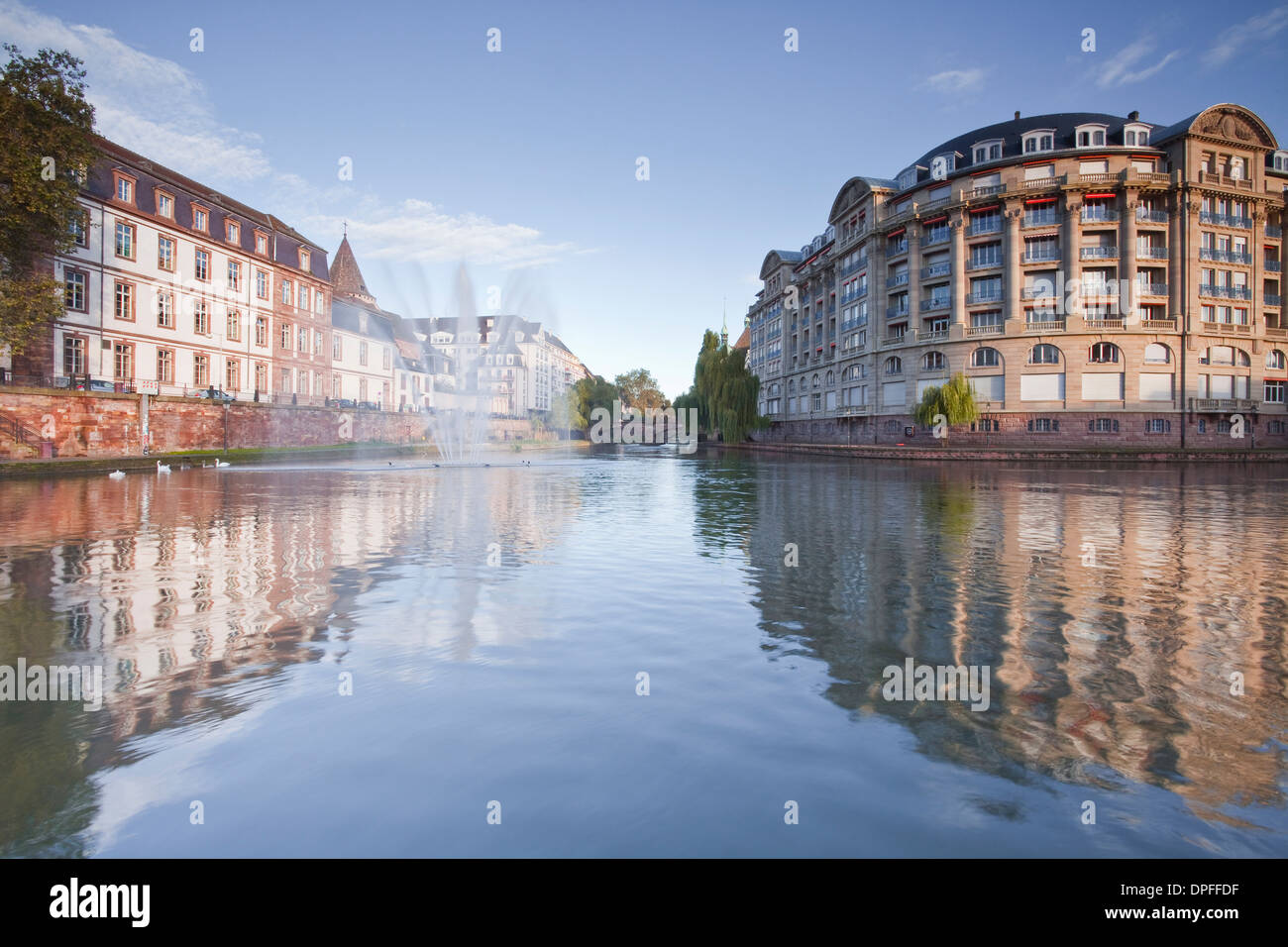 Quai Saint Etienne and the River Ill, Strasbourg, Bas-Rhin, Alsace, France, Europe Stock Photo