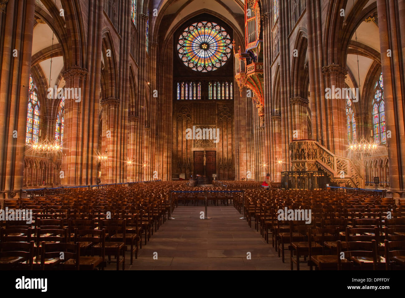 The nave of Strasbourg cathedral, Strasbourg, Bas-Rhin, Alsace, France, Europe Stock Photo