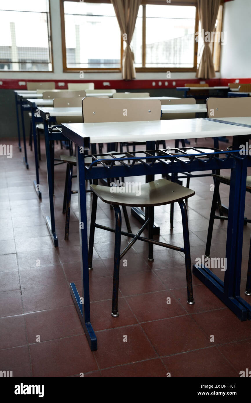Desk And Chairs In A Row At Classroom Stock Photo Alamy