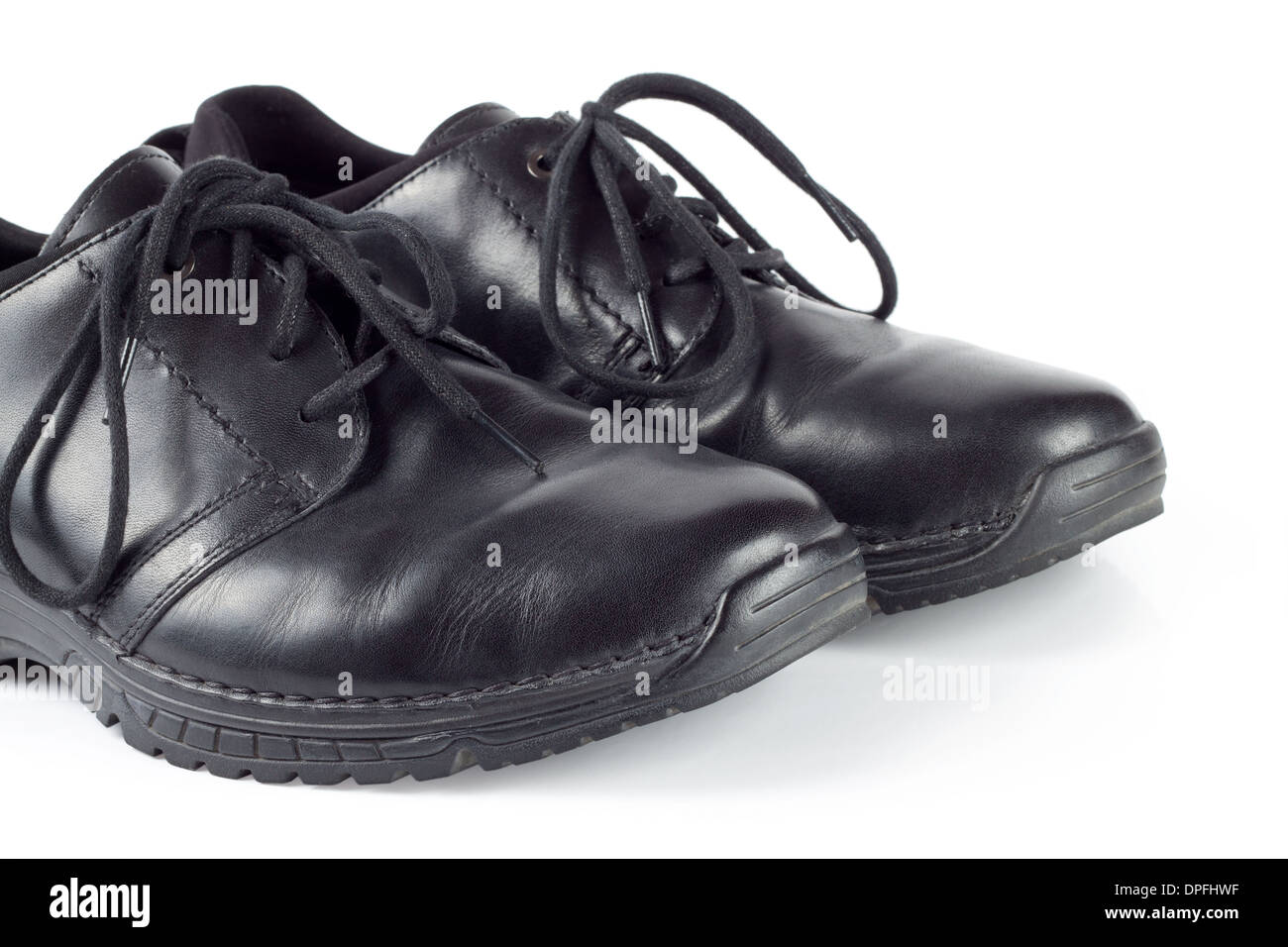 Men's black leather shoes isolated on white background Stock Photo - Alamy