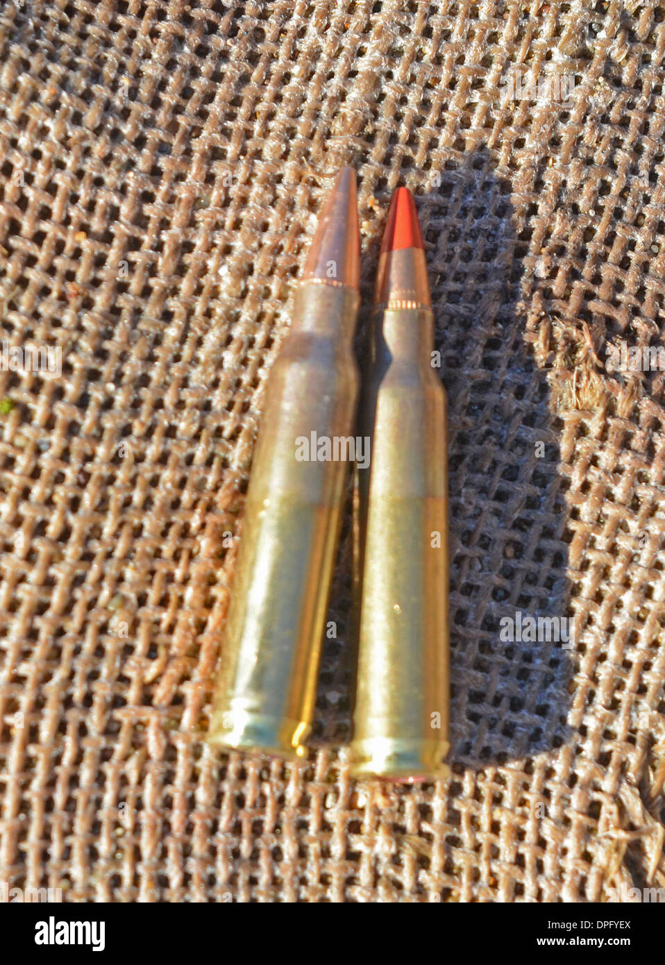 The 7.62×51mm NATO riffle cartridge,bullet,round, the rede tip denotes