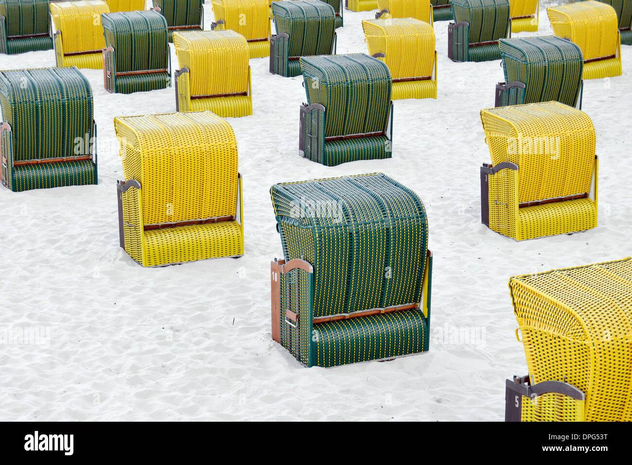 Beach chairs on the beach, Binz, Ruegen Island, Germany Stock Photo