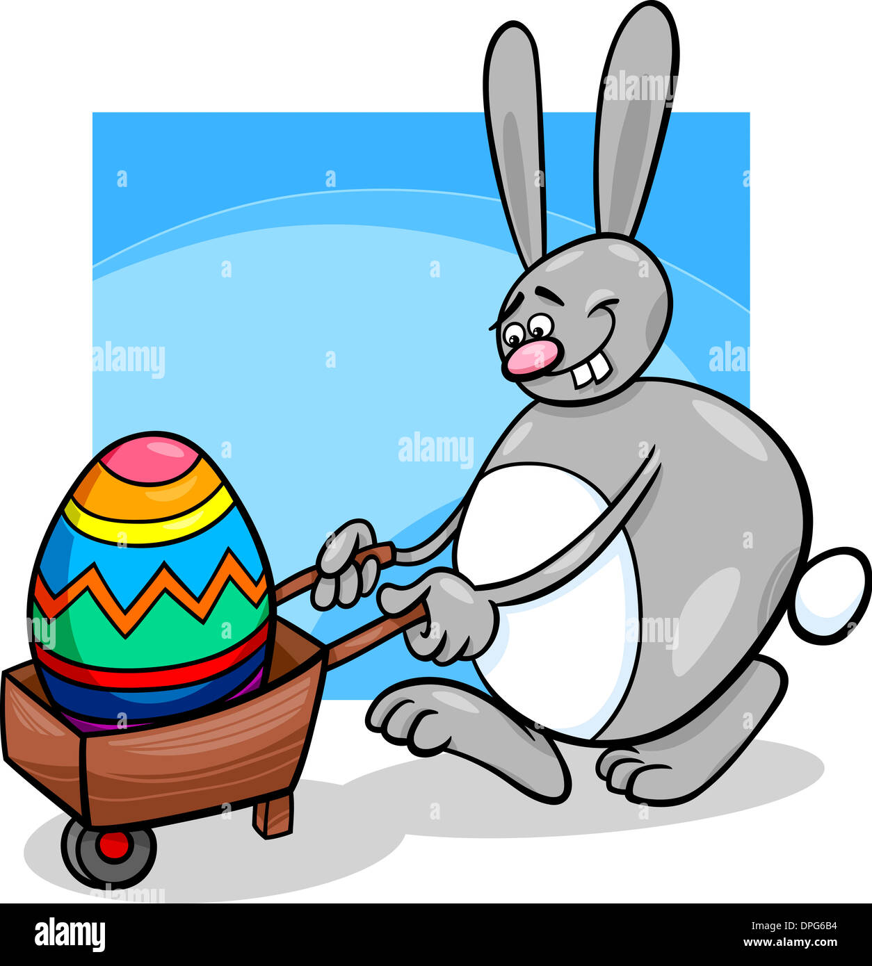 Cartoon Illustration of Funny Easter Bunny with Big Egg on Wheelbarrow  Stock Photo - Alamy