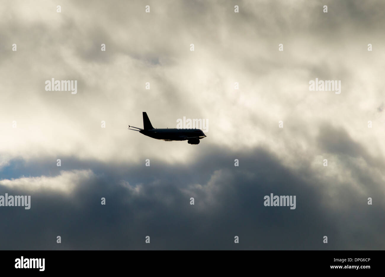 Airplane stormy Stock Photo