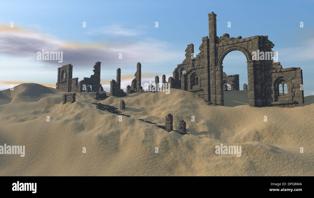 3d illustration of an fantasy ancient ruins in desert Stock Photo - Alamy