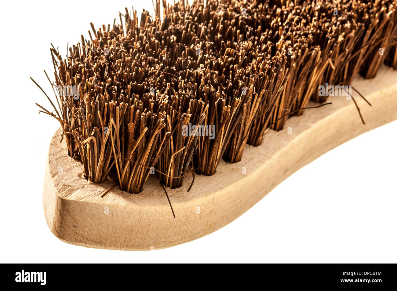 Scrubbing brush - closeup studio shot on a white background. Stock Photo
