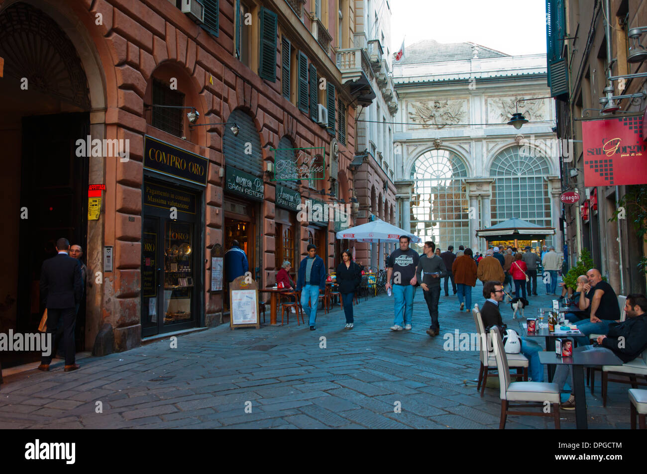 via al Ponte Reale street centro storico the old town Genoa Liguria region Italy Europe Stock Photo