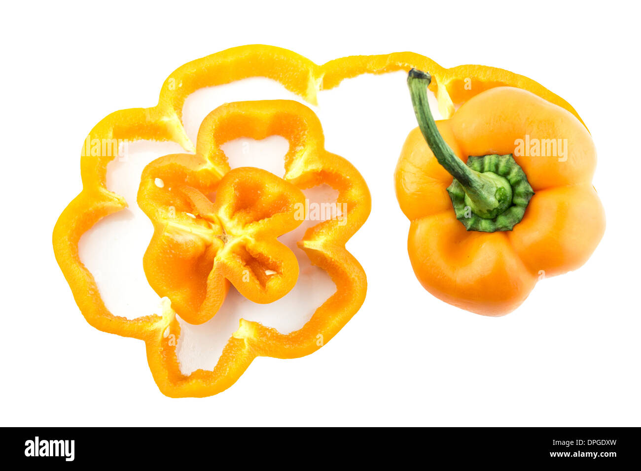 sweet orange bell pepper on white background. Stock Photo
