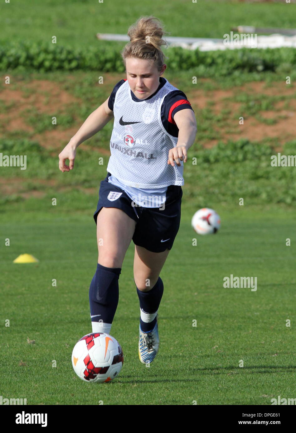 La Manga Club, Spain. 14th Jan, 2014.  England Women's Football team are put through their paces in training by new Head Coach Mark Sampson ahead of their International Friendly against Norway on Thursday. Ph Credit:  Tony Henshaw/Alamy Live News Stock Photo