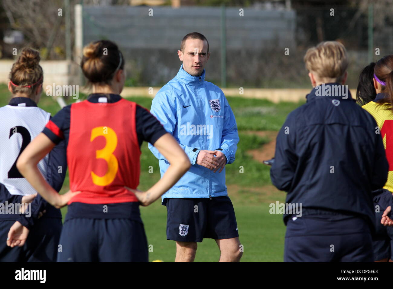 La Manga Club, Spain. 14th Jan, 2014.  England Women's Football team are put through their paces in training by new Head Coach Mark Sampson ahead of their International Friendly against Norway on Thursday. Ph Credit:  Tony Henshaw/Alamy Live News Stock Photo