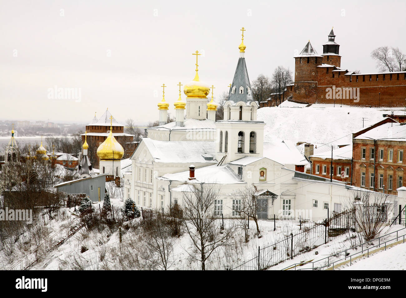 Orthodox Church of Elijah the Prophet and Kremlin Nizhny Novgorod Russia Stock Photo