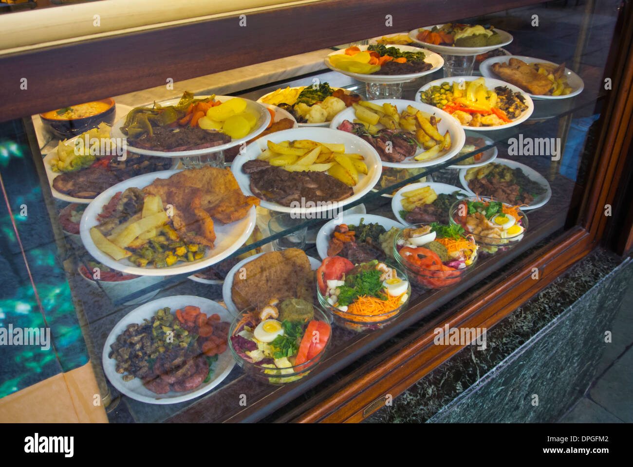 Ready made meals in a cafe at Piazza Madama Cristina square central Turin Piedmont region Italy Europe Stock Photo