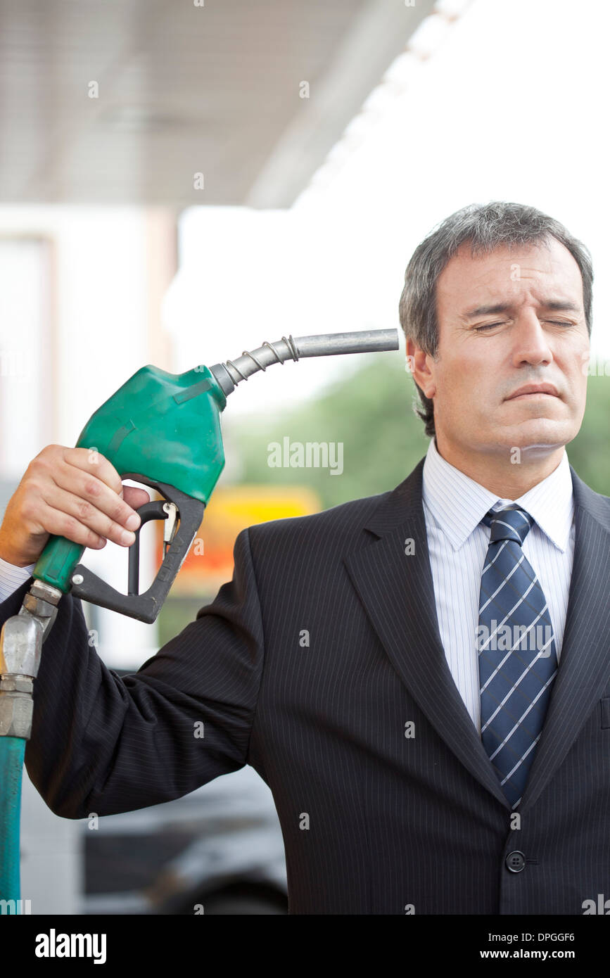 Consumers with few alternatives express frustration as gas prices soar and oil industry profits grow Stock Photo