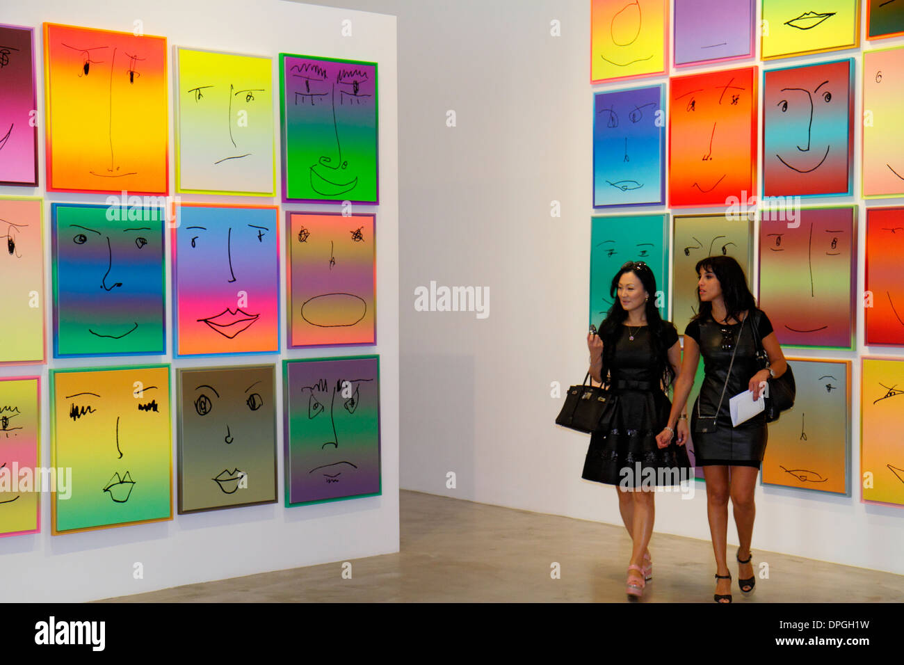 Miami Florida,Wynwood Art District,Art Basel,private,De La Cruz Collection,open to public,gallery,painting,Asian woman female women,friends,looking,FL Stock Photo