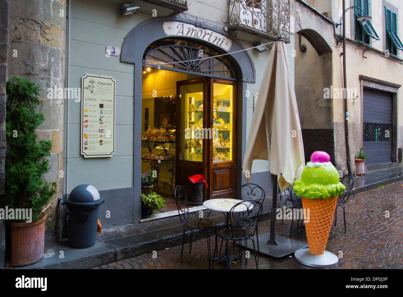 Amorini cafe and ice cream parlour old town Lucca city Tuscany region Italy Europe Stock Photo