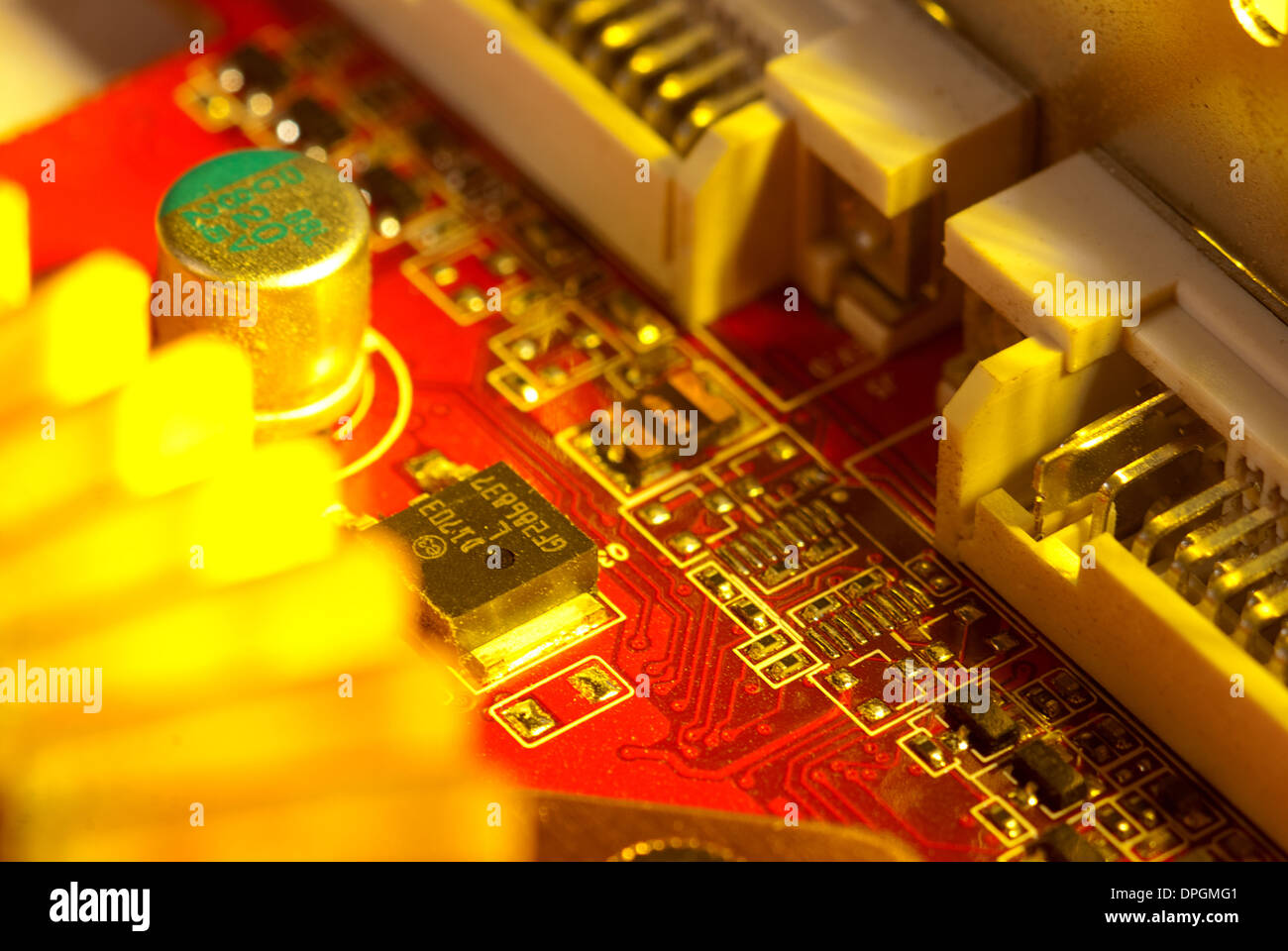 Macro shot of a dirty circuit board Stock Photo