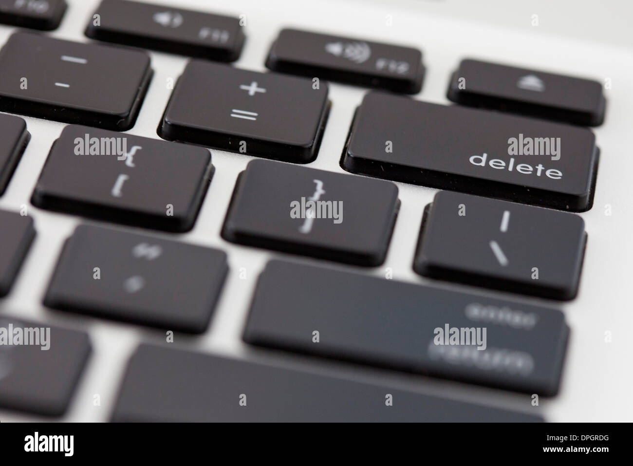 Computer keyboard, focus on delete key Stock Photo Alamy