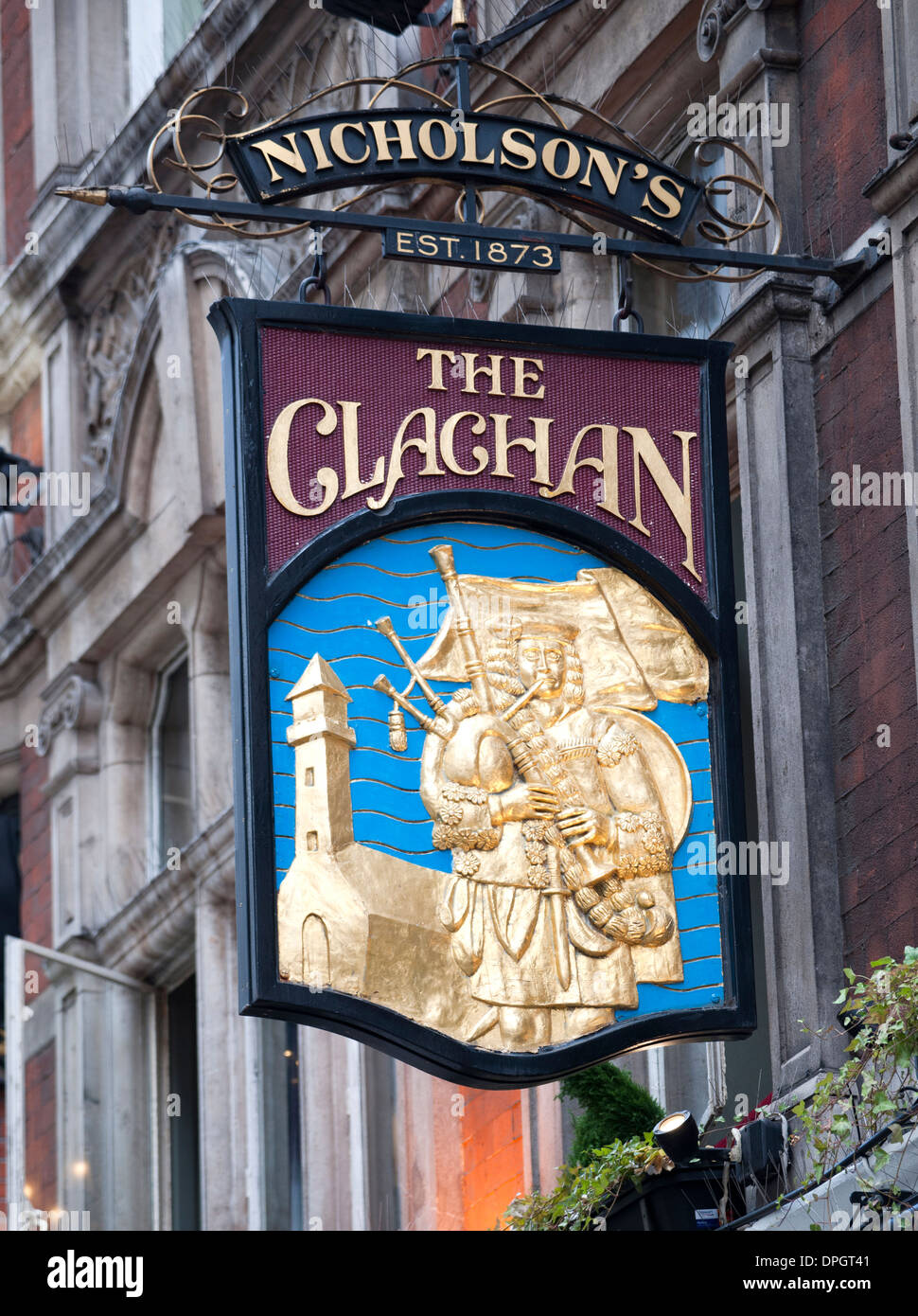 Pub sign for The Clachan public house, Kingly Street, Soho, London, UK. Stock Photo