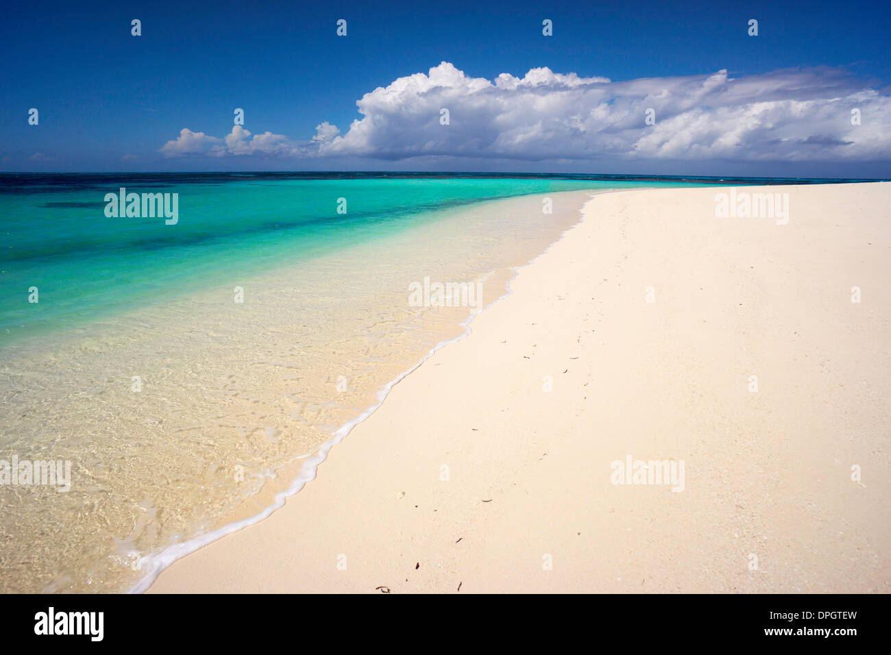 fantastic sandy beach lonely, Denis Iceland, Seychelles, Indian Ocean, Africa - December 2013 Stock Photo