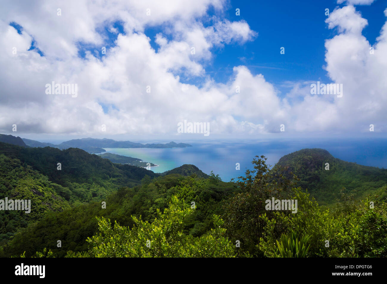 Viewpoint, Mission Lodge, Morne Blanc, Mahe, Seychelles, Indian Ocean, Africa - December 2013 Stock Photo