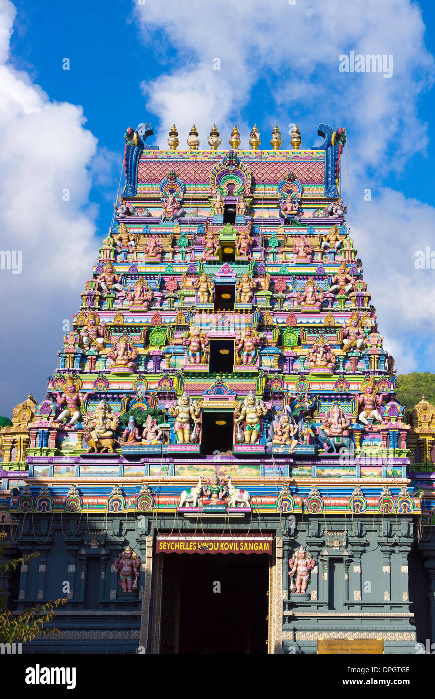 Hindu temple Sri Vinayagar Navasakthi, Quincy Street, Victoria, Mahe, Seychelles, Indian Ocean, Africa Stock Photo