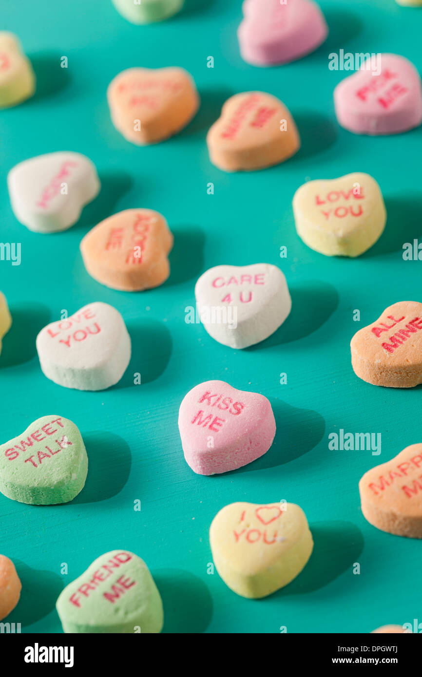 Colorful Candy Conversation Hearts for Valentine's Day Stock Photo Alamy