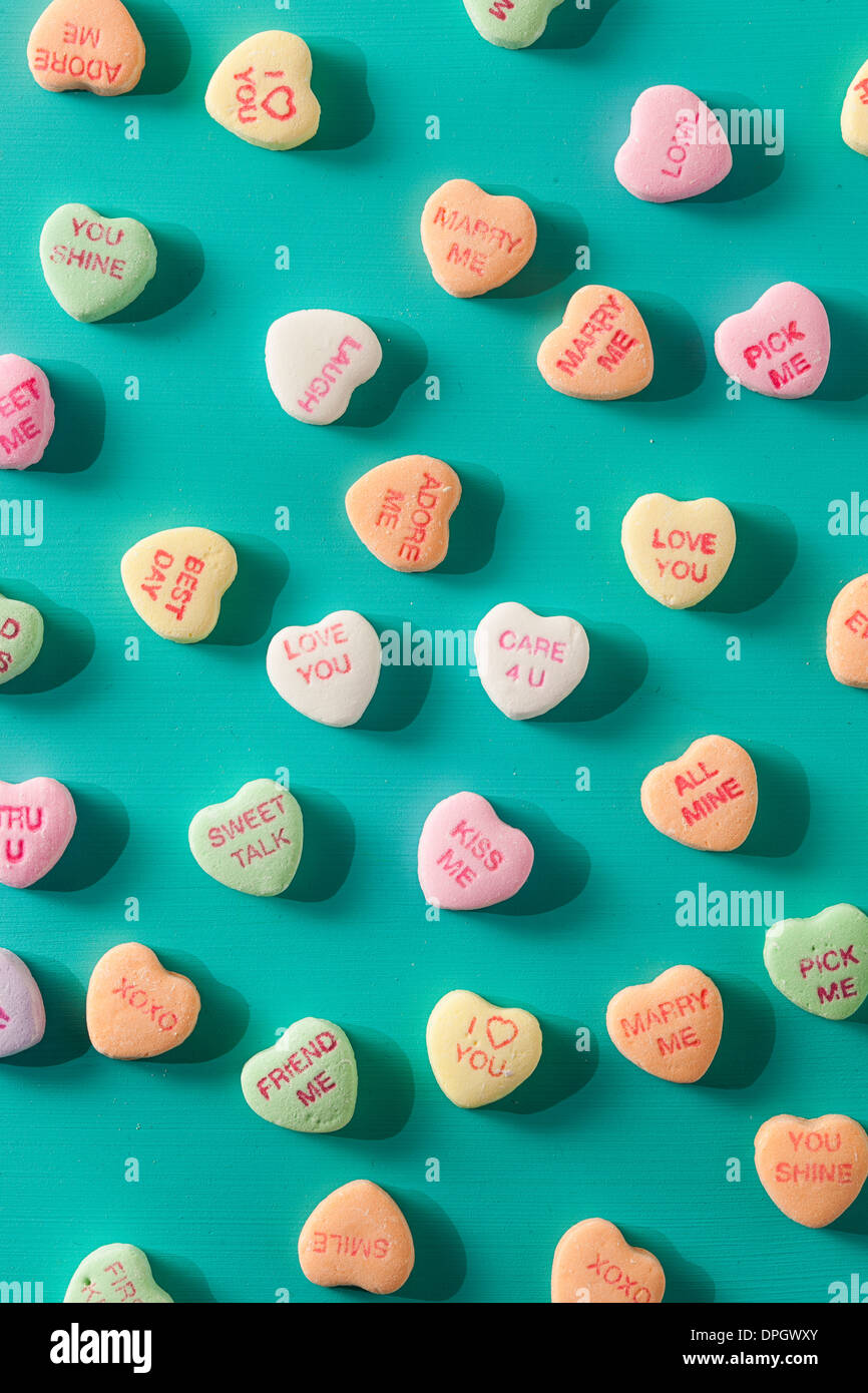 Colorful Candy Conversation Hearts for Valentine's Day Stock Photo Alamy
