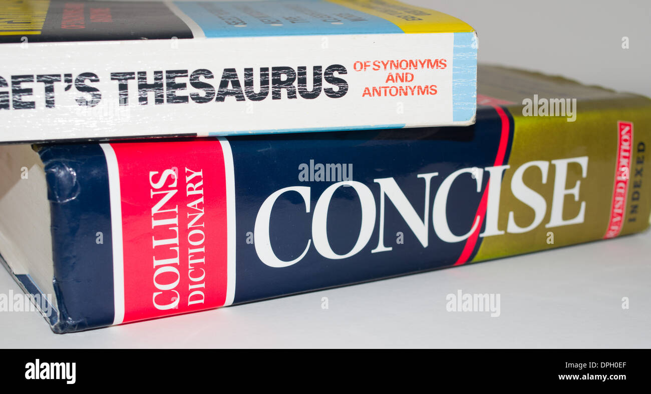 Close up detail reference books Dictionary and Thesaurus Stock Photo