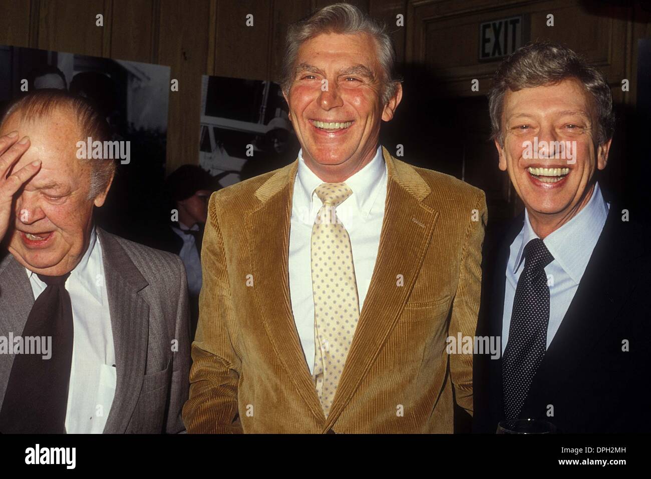 Apr. 18, 2006 - Hollywood, California, U.S. - ANDY GRIFFITH WITH HAL SMITH AND DON KNOTTS 1983.# 13087.(Credit Image: © Phil Roach/Globe Photos/ZUMAPRESS.com) Stock Photo