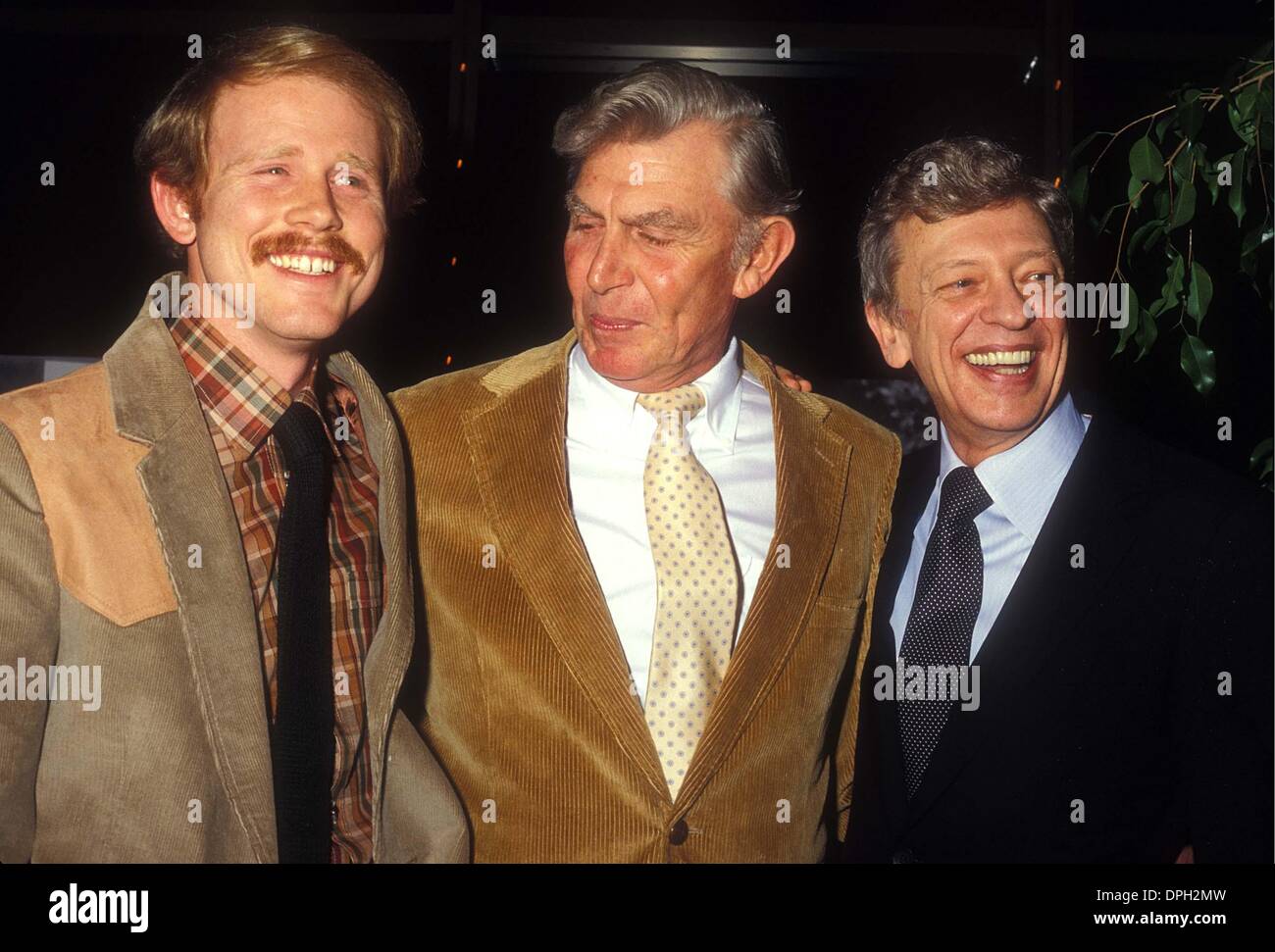 Apr. 18, 2006 - Hollywood, California, U.S. - ANDY GRIFFITH WITH RON HOWARD AND DON KNOTTS 1983.# 13087.(Credit Image: © Phil Roach/Globe Photos/ZUMAPRESS.com) Stock Photo